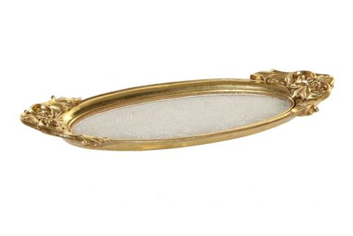 BD-190273 BANDEJA RESINA ESPELHO 38,5X13,6X3,5 DOURADO