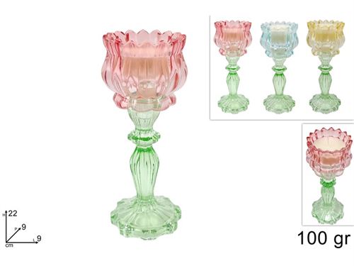 429953 CASTIÇAL VIDRO COM VELA 22CM 100G