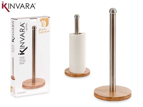 24087 PORTA ROLO INOX/BAMBU 15,5 x 4,5 x 31 cm