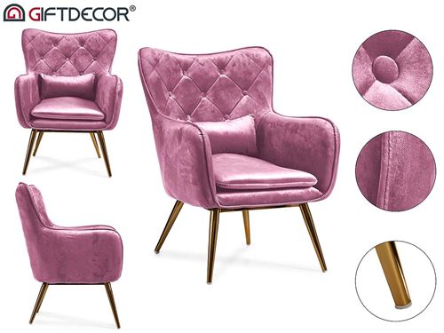 62366 POLTRONA VELUDO ROSA 70 x 68 x 92 cm