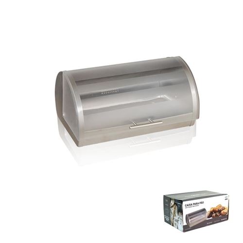 CAIXA PAO INOX C/TAMP ACRILICA 39X28X19CM 