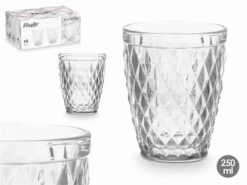 37568 COPO DIAMANTE TRANSPARENTE 250ML CNJ.6
