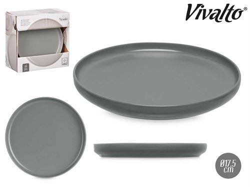 90330 PRATO SOBREMESA  GRES 20CM CINZA
