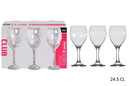 VERRCL025 COPO VIDRO PK6 PIED CLUB 24,5CL