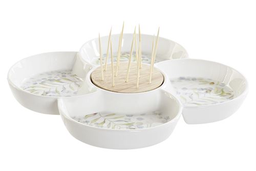 PC-188214 APERITIVO GRES BAMBU 22X22X7 PALILLOS MULTICOLOR