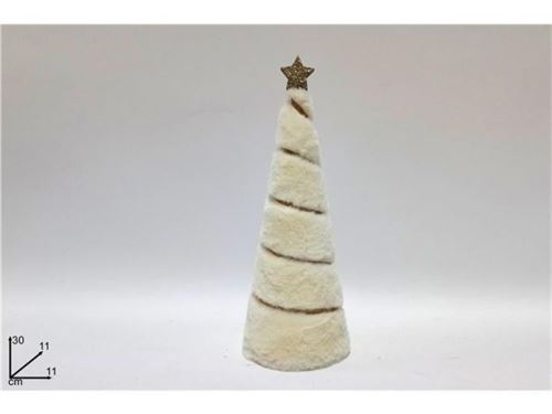 76550 ARVORE NATAL VELUDO BEGE/DOURADO 30CM