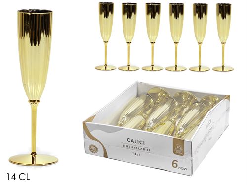 491838 CALICE ACRILICO OURO SET6 14CL