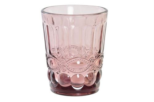 PC-195005 VASO VIDRO 8X8X10 240ML, RELEVO ROSA