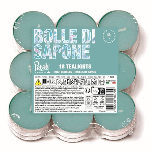 149173 VELA TEALIGHTS PK18 4H SOAP BUBBLE