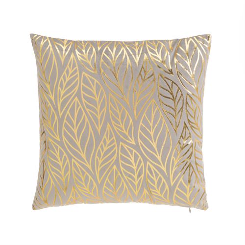 804838 ALMOFADA VELUDO IMPRESSO FALL CINZA-ORO 45 X 45 CM