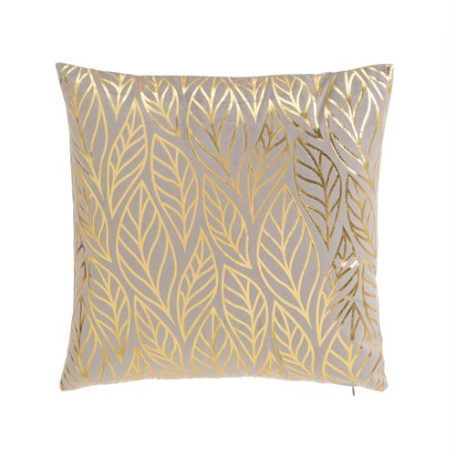 ALMOFADA VELUDO IMPRESSO FALL CINZA-ORO 45 X 45 CM