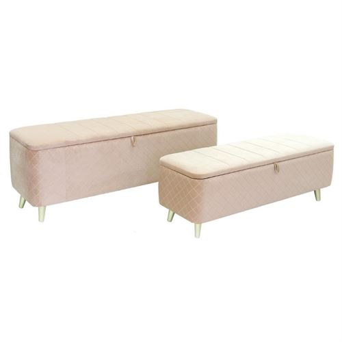 135930800 BANQUETA BEGE C/ARRUMAÇÃO CONJ2 100x40x48/80x35x38cm