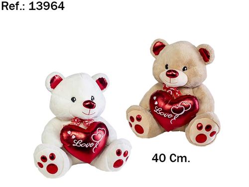 13964 URSO 2CORES CORAÇAO LOVE 40CM