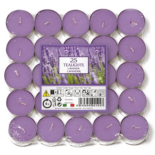 149182 VELA T-LIGHT PK25 LAVANDA 4H