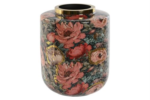 JR-215166 JARRO METAL 17X17X21 FLORES ROSA