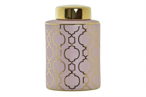LD-194609 JARRO PORCELANA 13,5X13,5X21 CROMADO ROSA