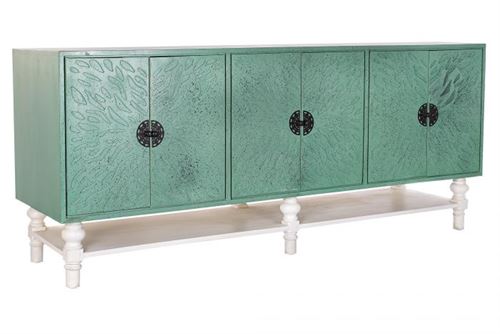 MB-185854 BUFÊ MADEIRA METAL 200X55X85 TURQUESA