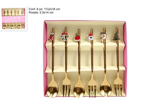 377650 TALHERES NATAL 6PÇS OURO