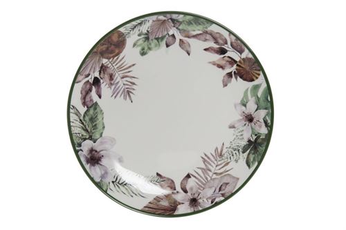 PC-193630 PRATO CERAMICA SOBREMESA 19X19X2CM TROPICAL VERDE