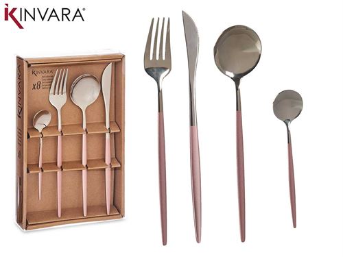 75219 TALHERES PRATA/ROSA AÇOINOX 8PÇS