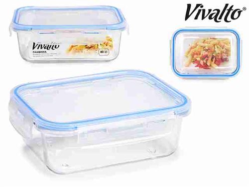 25862 CAIXA VIDRO HERMETICA 800ML 14 x 6,5 x 19 cm