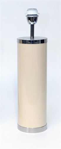 71/120 CANDEEIRO CERAMICA BEGE C/INOX 12X12X37CM