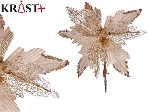 98208 FLOR NATALICIA TECIDO 25CM CHAMPANE