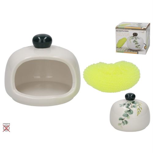 317243 SUPORTE ESFREGAO SILVIA CERAMICA 12X12X10CM