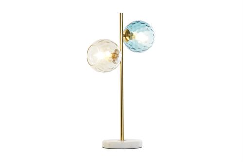 LA-207925 CANDEEIRO DE MESA MELAMINA VIDRO 32X32X58 BOLAS