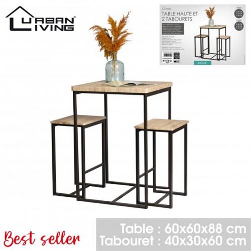 151340 MESA MDF COM 2 BANCOS 60X60X88-40X30X60CM