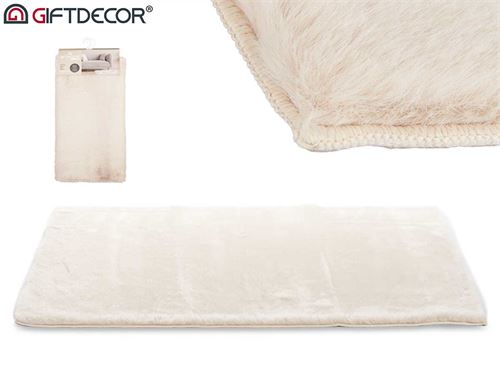 59483 TAPETE PELO CURTO BEJE 60X90CM 100%POLIESTER