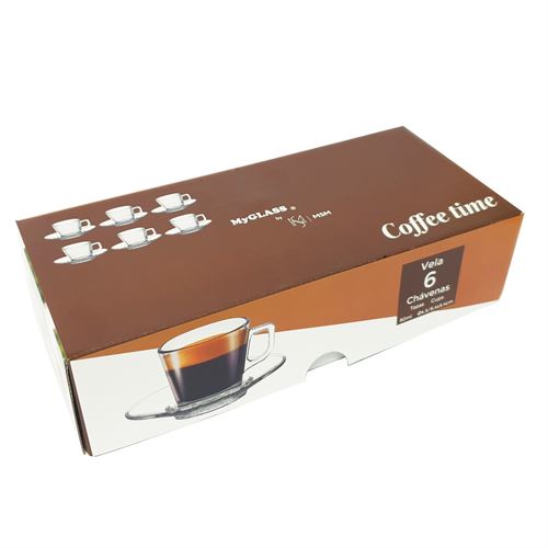 24962 CHÁVENAS CAFÉ VIDRO 80ML CONJ.6