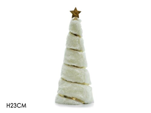 476809 ARVORE DE NATAL BRANCA E DOURADO 23CM