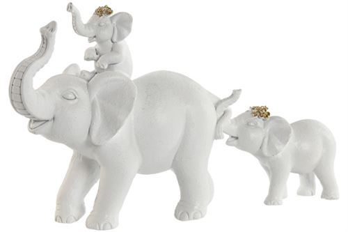 FD-214471 FIGURA RESINA 23X7X14CM ELEFANTES BRANCO