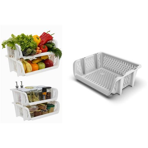 CESTO Q-SHELF-BRANCO EMPILHAVEL 39x30.5x13cm