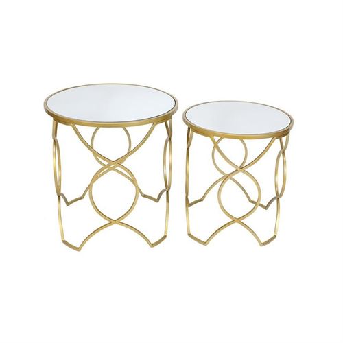 072530663 MESAS/2 DE APOIO METAL DOURADO 50*50*53/42*42*47CM