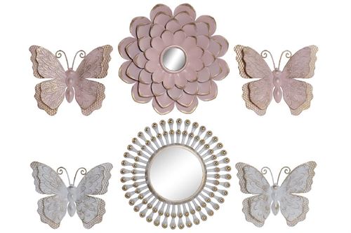 ESPELHO SET 3 PL CRISTAL 25X2X35 BORBOLETAS 2 SORT.