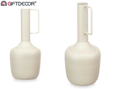 90899 JARRA DECORATIVA AÇO RECTANGULAR CASTANHO CLARO 29CM