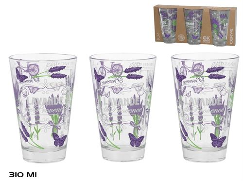 418602 PACK 3 VASOS NADIA 31cl LAVANDE DE PROVENCE OKT