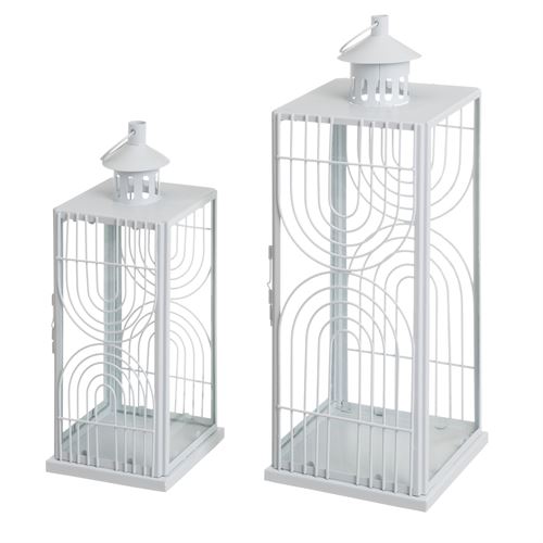 803926 LANTERNA- CASTIÇAL. BRANCO 17 X 17 X 44 CM SET2