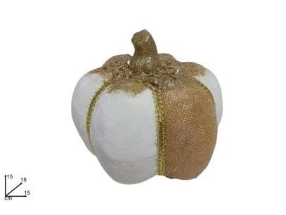 294094 ABÓBORA DECORATIVA DE NATAL BRANCA E DOURADA