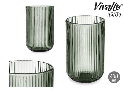 84915 COPO ALTO 430ML VERDE RISCAS X6