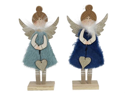 55003 ANJO MENINA CORACAO AZUL 2SORT 9X4X19CM