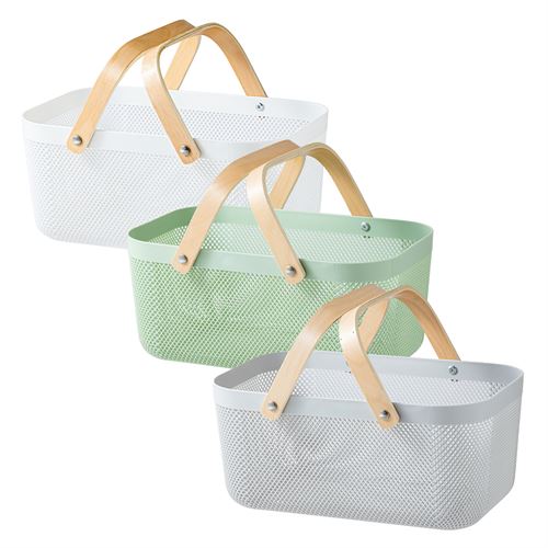 24021 CESTOS MTL PEGA MADEIRA 38,5X25,5X18CM