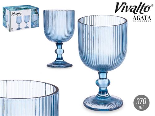 84925 CONJUNTO 6 COPOS RISCAS AZUL AGATA 370ML