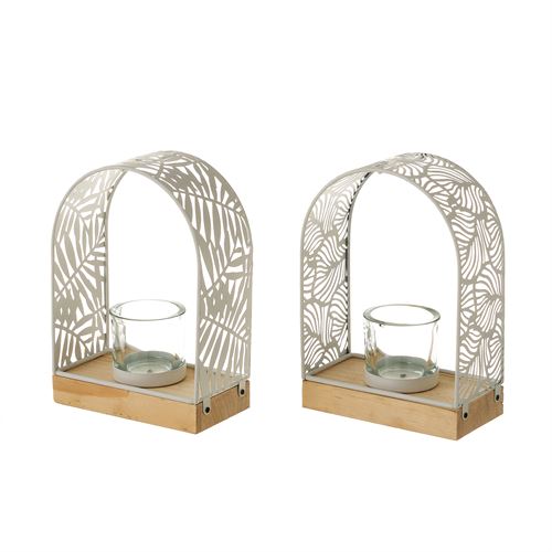802943 CASTIÇAL METAL MADEIRA 15,3X8X21,1CM