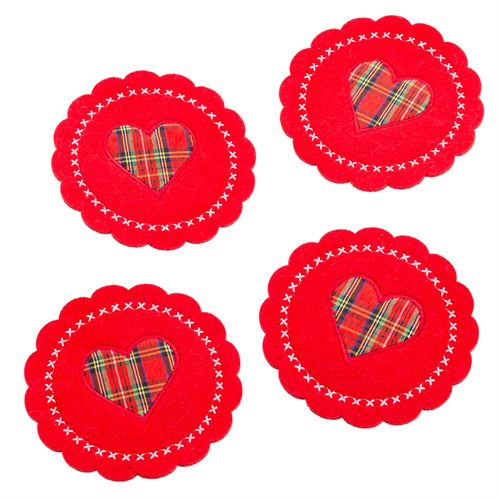 723818 PORTA-COPOS CORAÇÃO FELTRO VERMELHO 10 X 0,30 X 10 CM