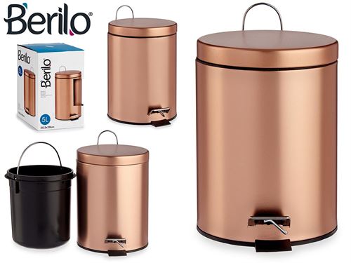 BALDE LIXO PEDAL 5L MTL COBRE