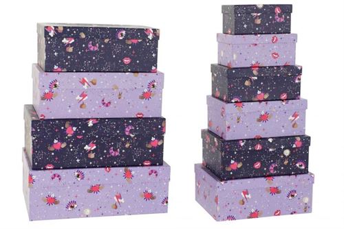 CG-191617 CAIXA SET 10 CARTÃO 43,5X33,5X15,5 GOOD LUCK LILÁS