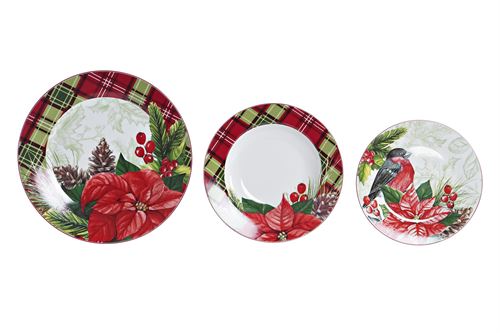 NV-197440 SERVIÇO PORCELANA 18PÇS 27X27X3 NATAL